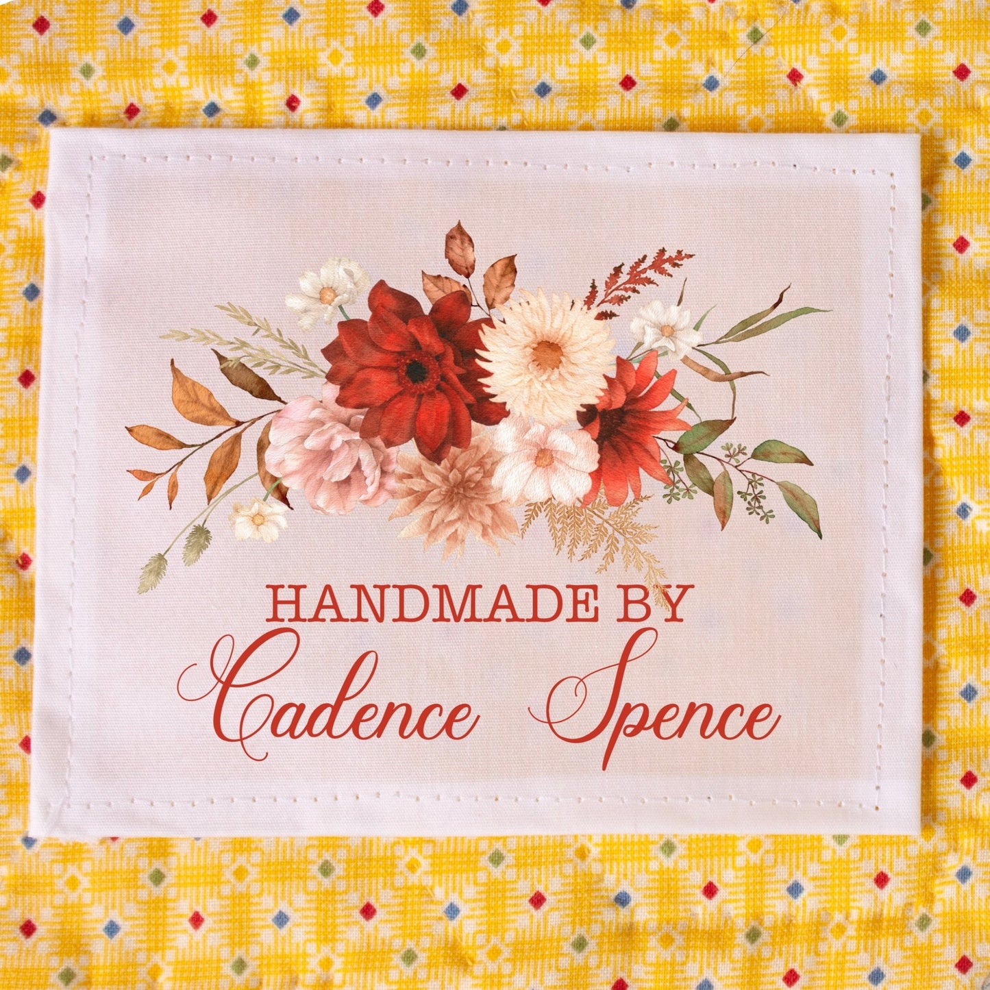 Fall Floral Quilt Labels. Personalized floral quilt labels - Jammin Threads