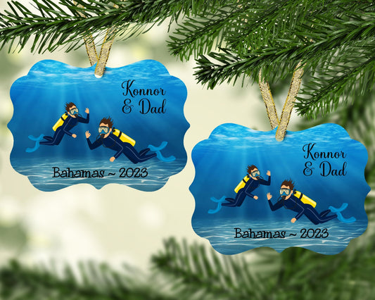 Father and Son Scuba Diving Keepsake Christmas Ornament - Jammin Threads