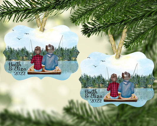 Fishing Couple Ornament. Personalized fishing Christmas ornament - Jammin Threads