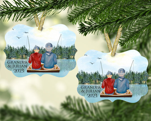 Fishing Ornament - Father and Son. Personalized fishing Christmas ornament - Jammin Threads