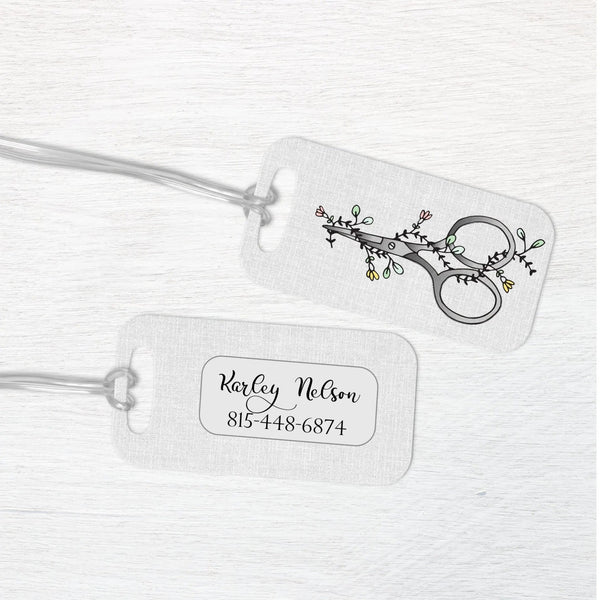 Floral Scissors Bag Tag - Jammin Threads