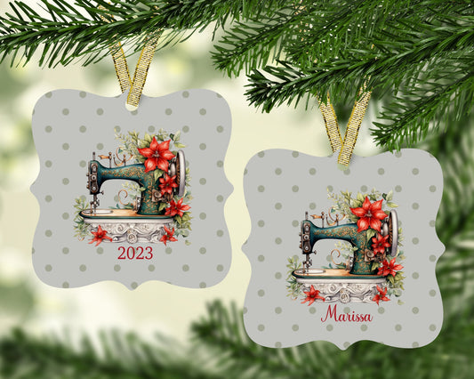 Floral Sewing Machine Christmas Ornament - Jammin Threads