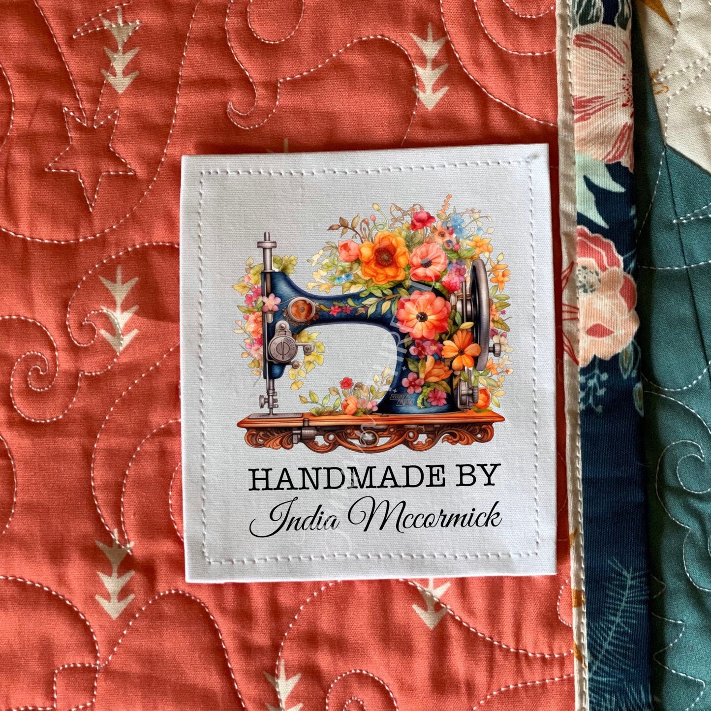 Floral Sewing Machine - Personalized Quilt Labels - Jammin Threads