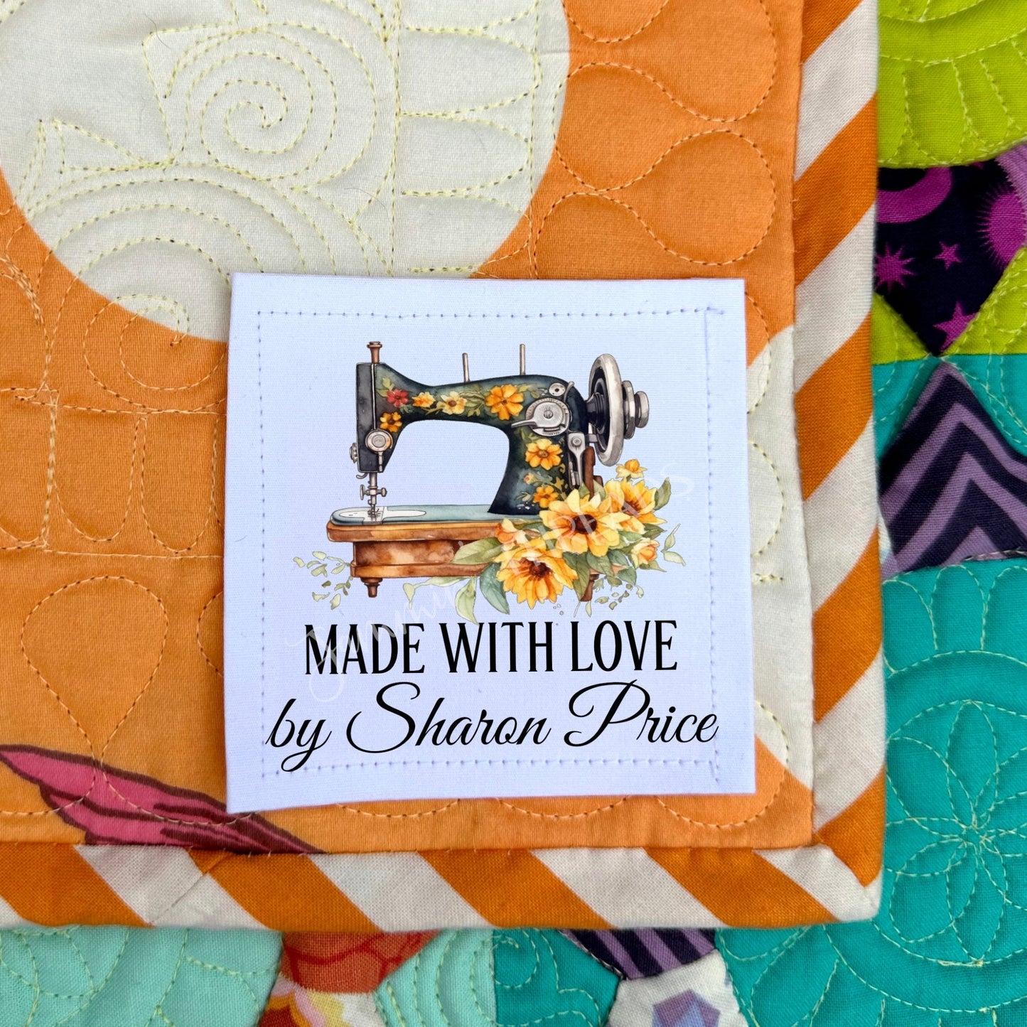 Floral Sewing Machine - Personalized Quilt Labels - Jammin Threads