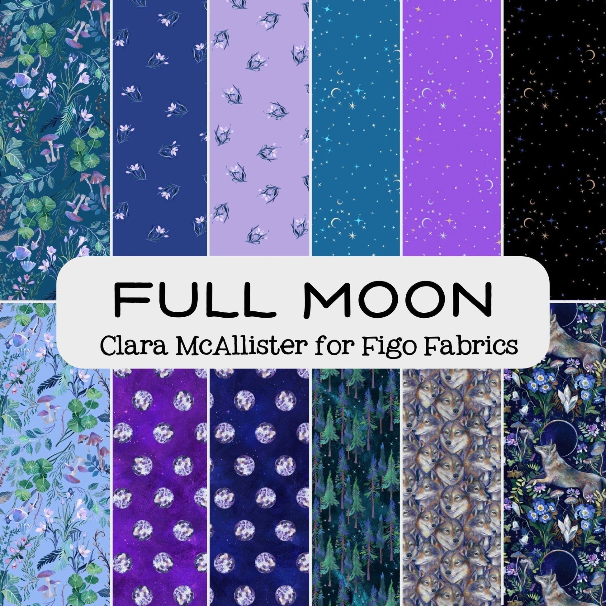 Full Moon Foliage on Teal Quilt Fabric by Clara McAllister for Figo Fabrics - Jammin Threads