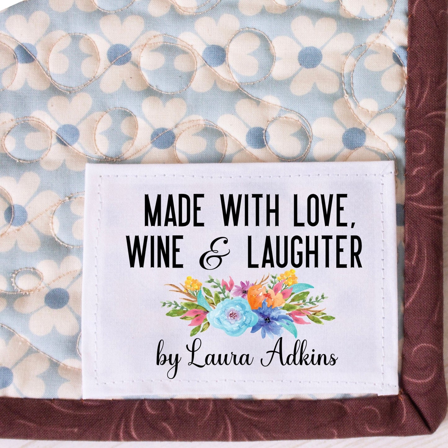 Funny Quilt Labels Love, Wine & Laughter - Jammin Threads