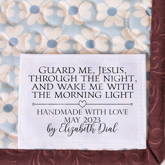 Guard Me Jesus Through the Night And Wake Me With The Morning Light - Inspirational quilt labels by Jammin Threads
