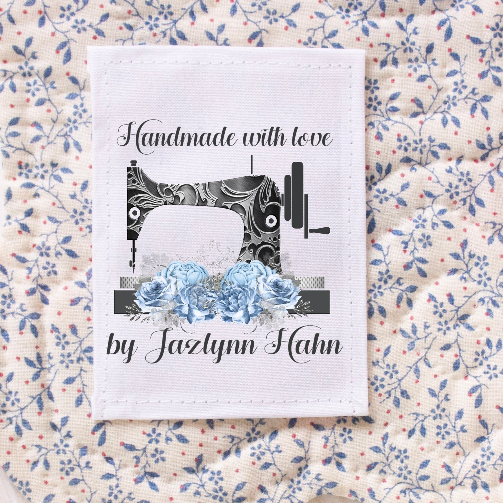 Handmade with Love. Personalized floral sewing machine quilt labels ...