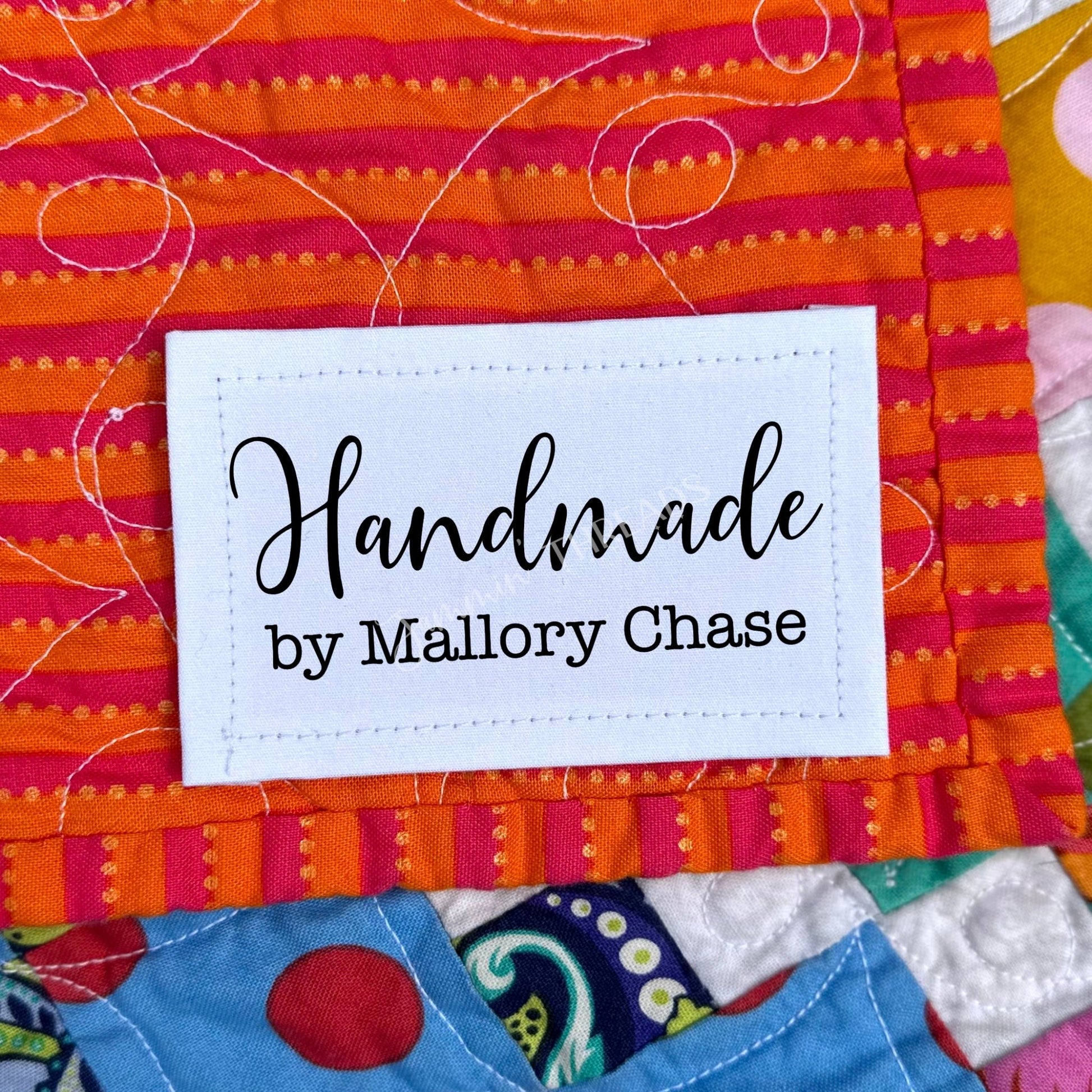 Handmade Quilt Labels personalized on cotton or polyester fabric - Jammin Threads