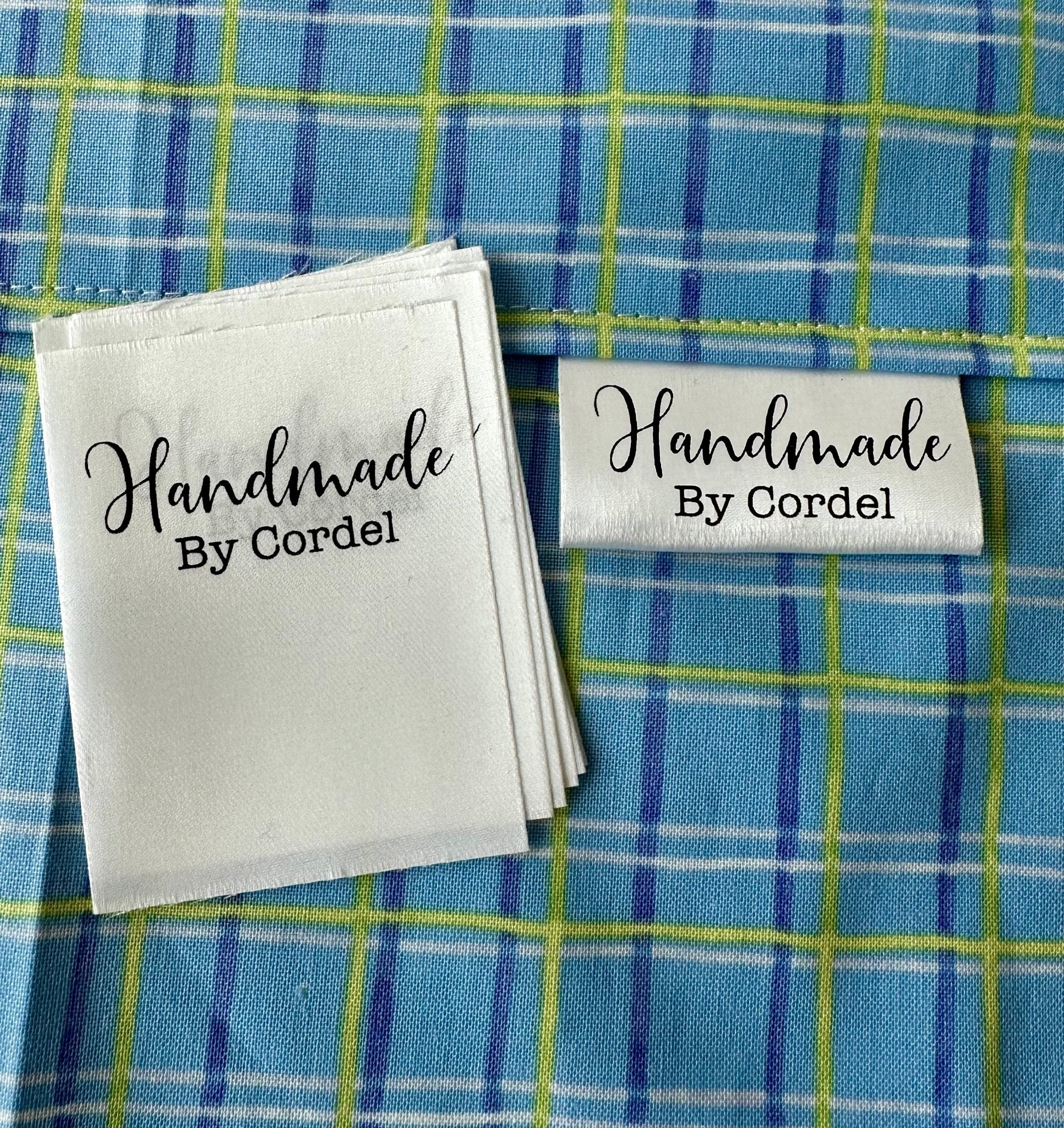 Handmade Satin Labels. Personalized satin quilt labels and tags - Jammin Threads