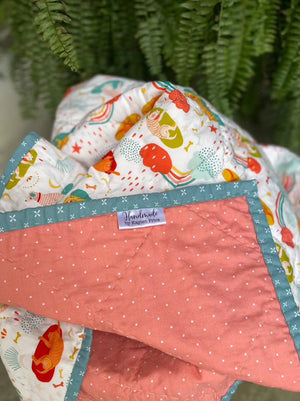 Handmade with Love personalized label sewn into back of quilt
