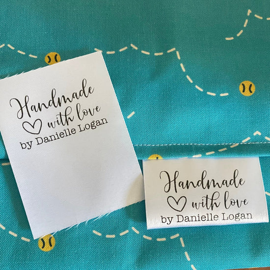 Handmade with Love. Modern satin tags and labels for sewing and quilting