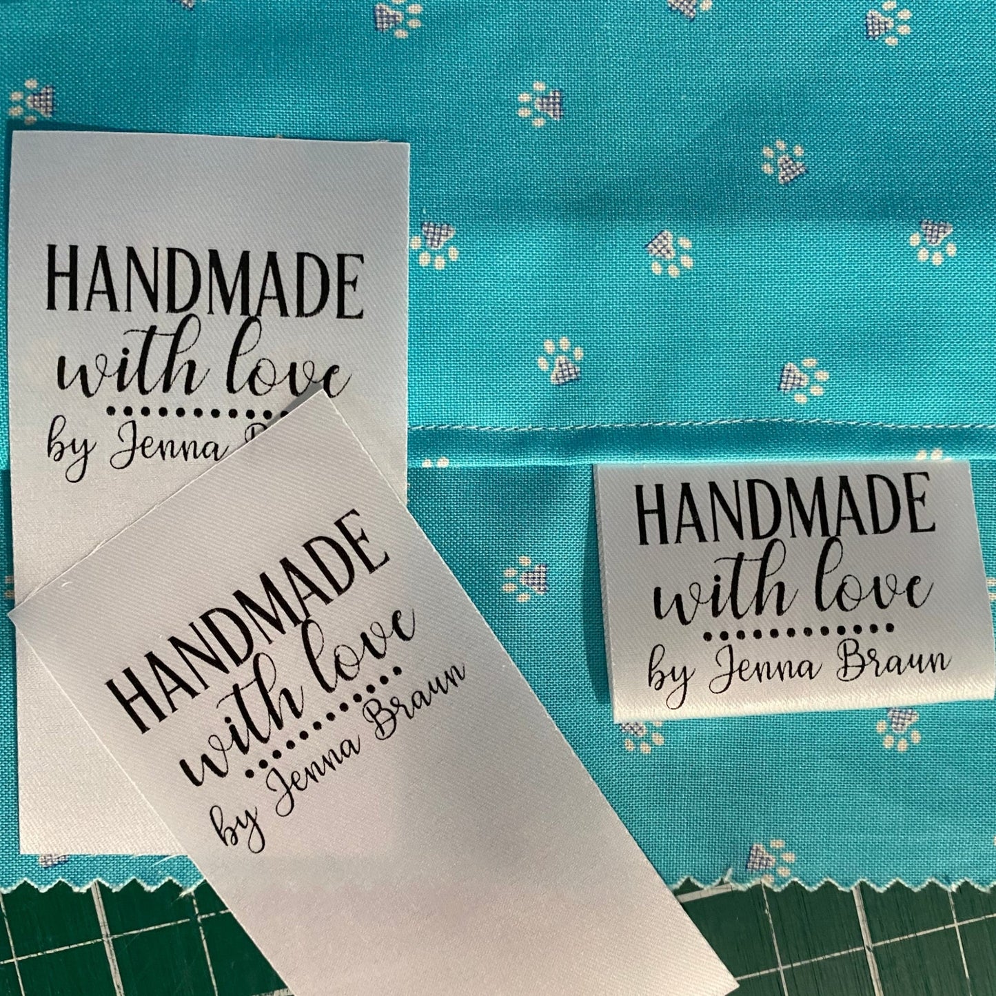 Handmade with Love Satin tags - Jammin Threads