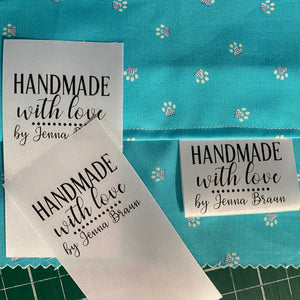 Handmade with Love Satin tags - Jammin Threads