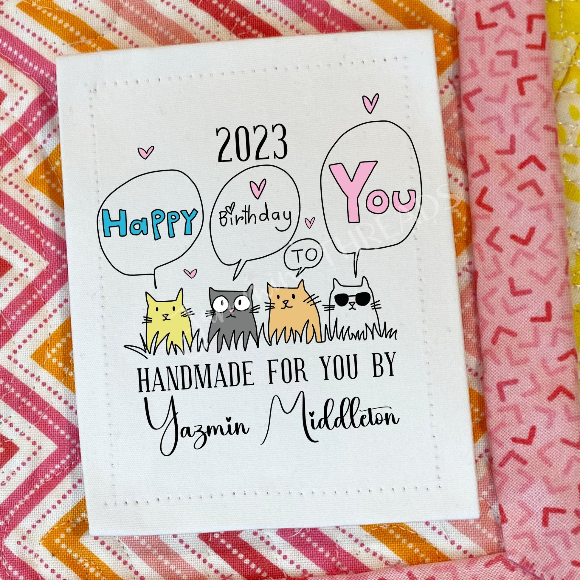 Happy Birthday to You. Custom birthday quilt labels- Jammin Threads