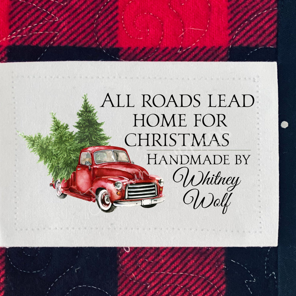 All Roads Lead Home for Christmas Personalized Quilt Label - Jammin Threads