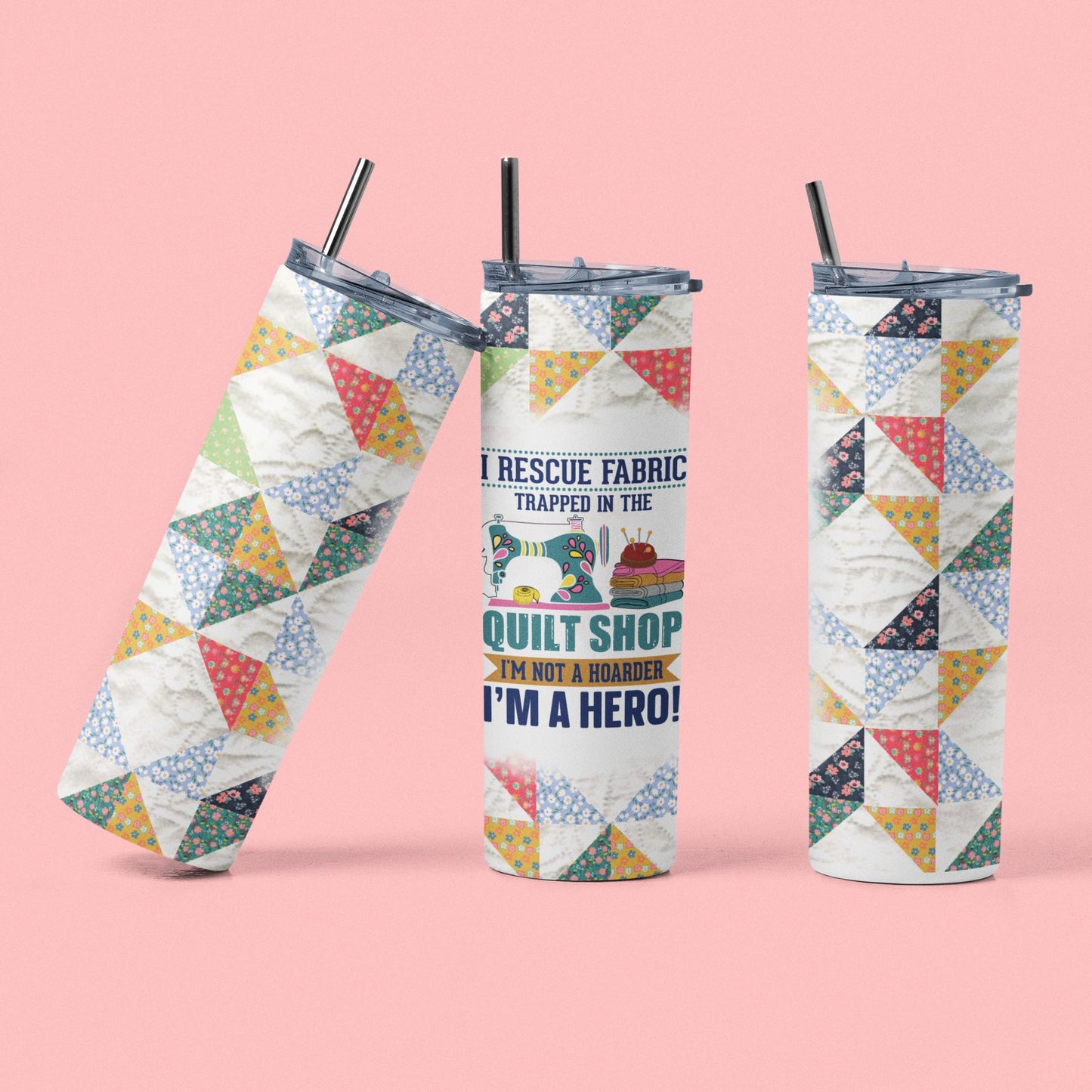 I Rescue Fabric - Funny, Sewing & Quilting Skinny Tumbler - Jammin Threads
