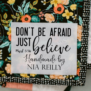 Inspirational Quilt Labels - Personalized Quilt Labels - Jammin Threads