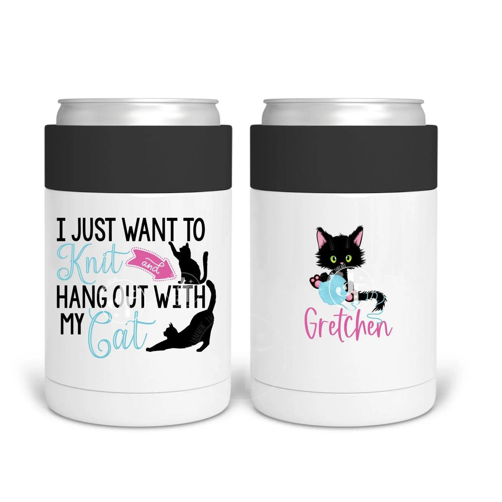 Personalized Knitting & Cat Lover Drinkware – I Just Want to Knit and Hang Out With My Cat - Jammin Threads
