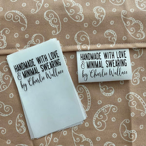 Love and Minimal Swearing Satin Labels - Jammin Threads