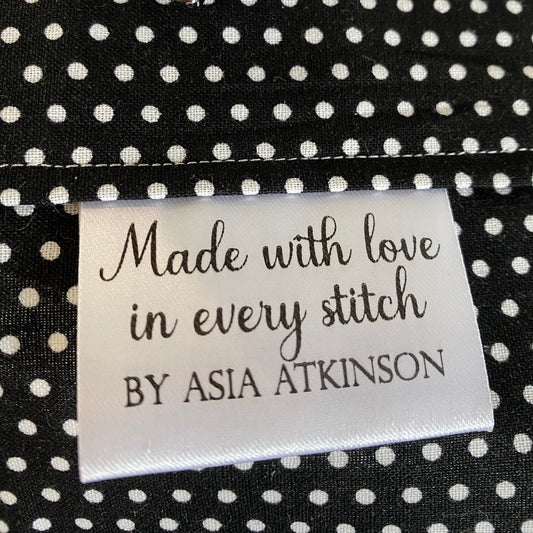 Love in Every Stitch Satin Labels - Jammin Threads