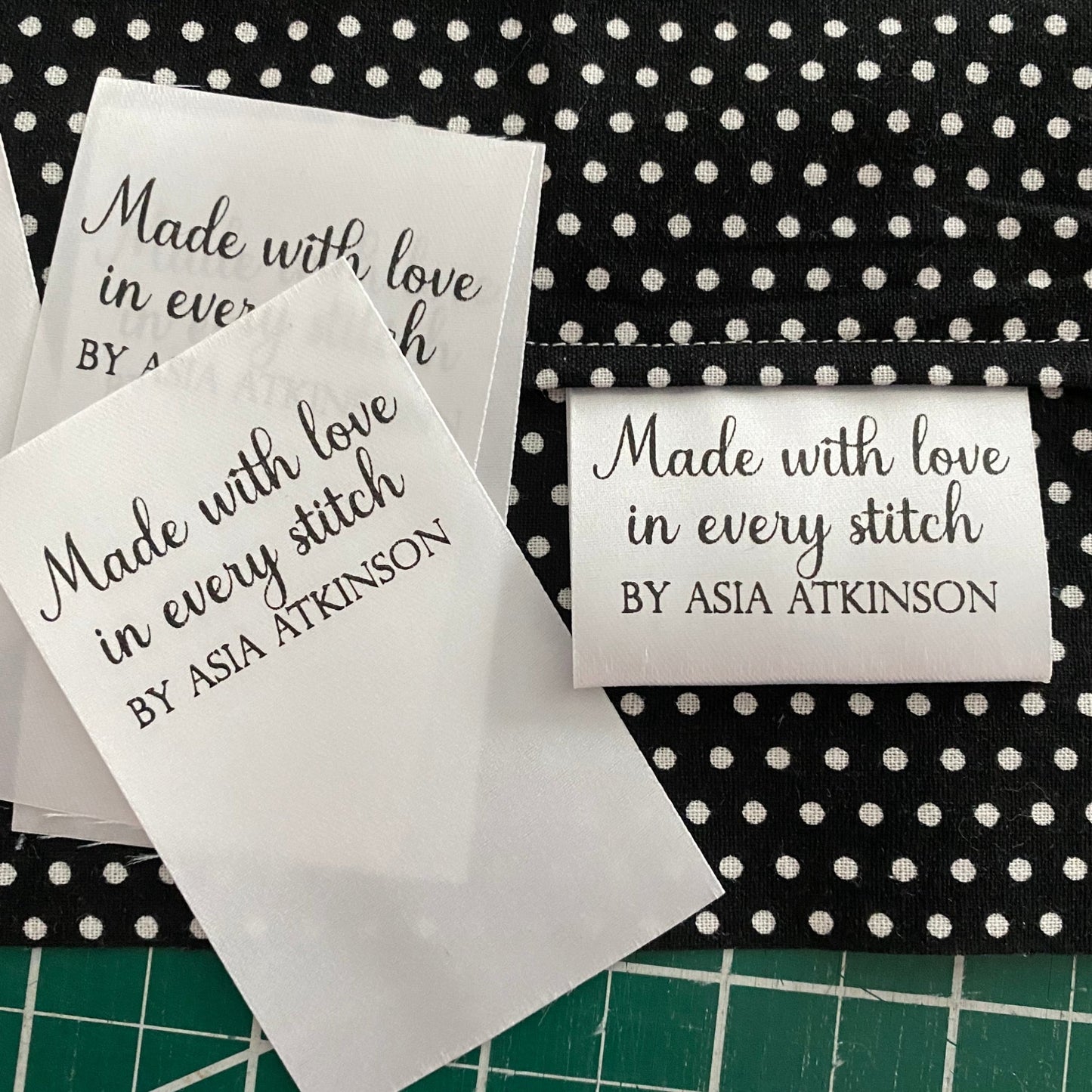 Love in Every Stitch Satin Labels - Jammin Threads