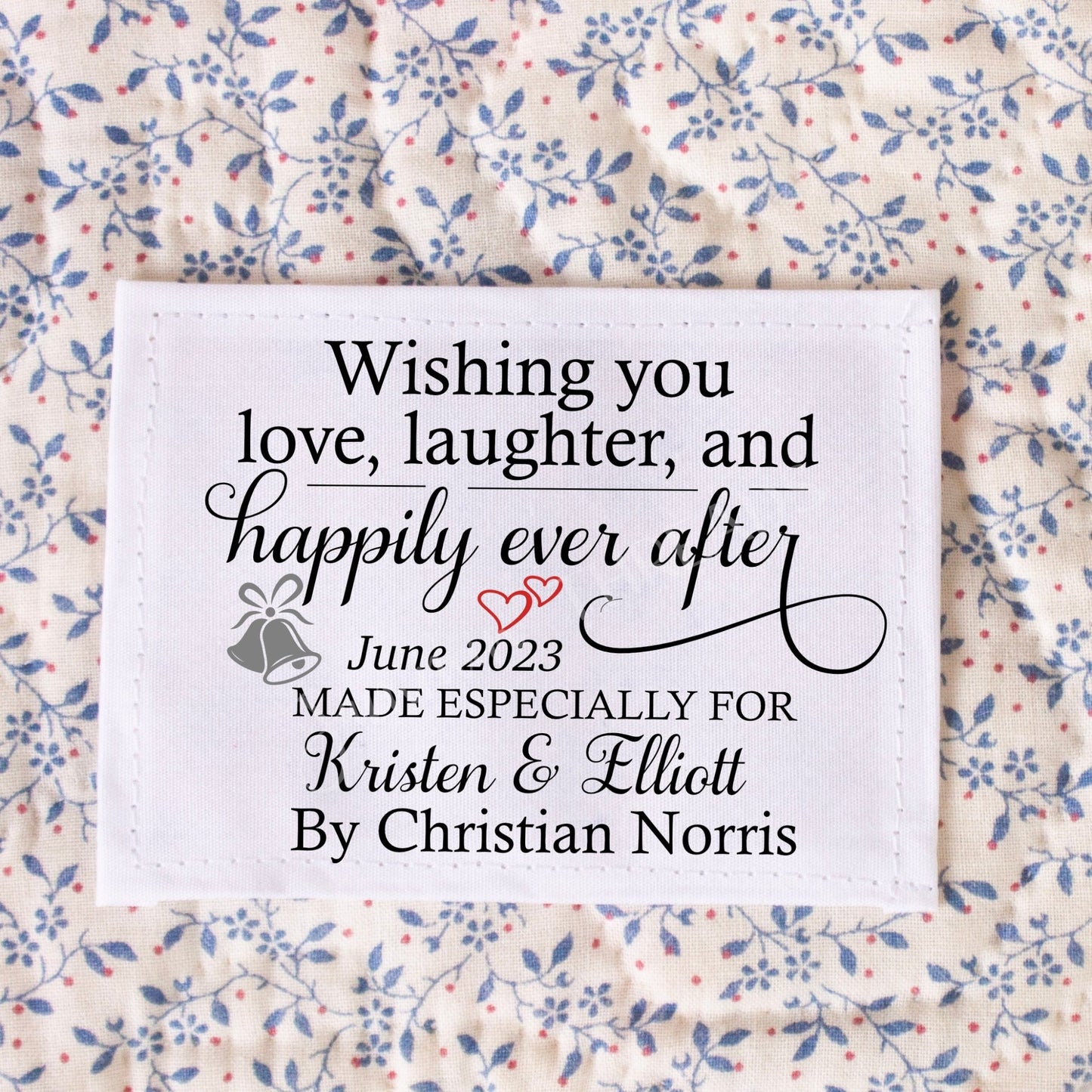Love, Laughter and Happily Ever After - Wedding Quilt Label - Jammin Threads