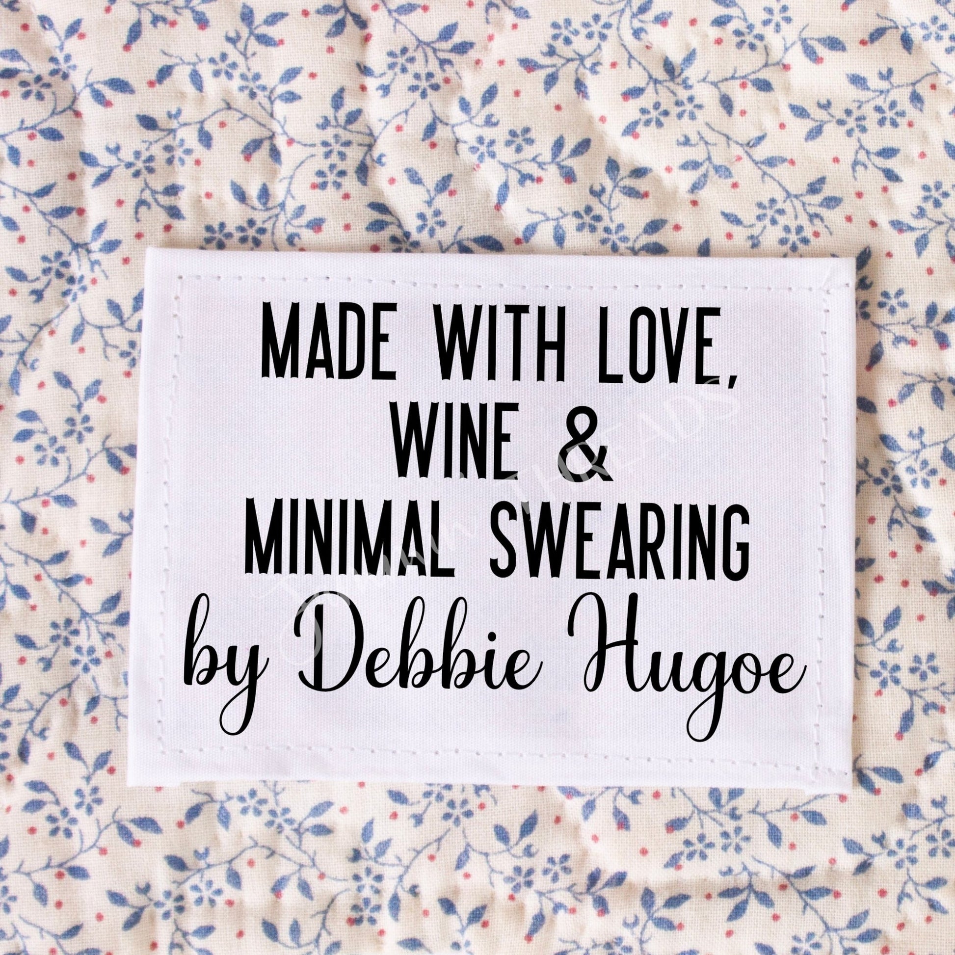 Made with Love Wine & Minimal Swearing. Funny, personalized quilt labels - Jammin Threads
