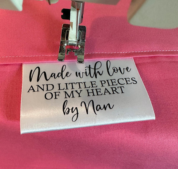 Made with Love and Little Pieces of My Heart - Personalized Satin Tags - Jammin Threads
