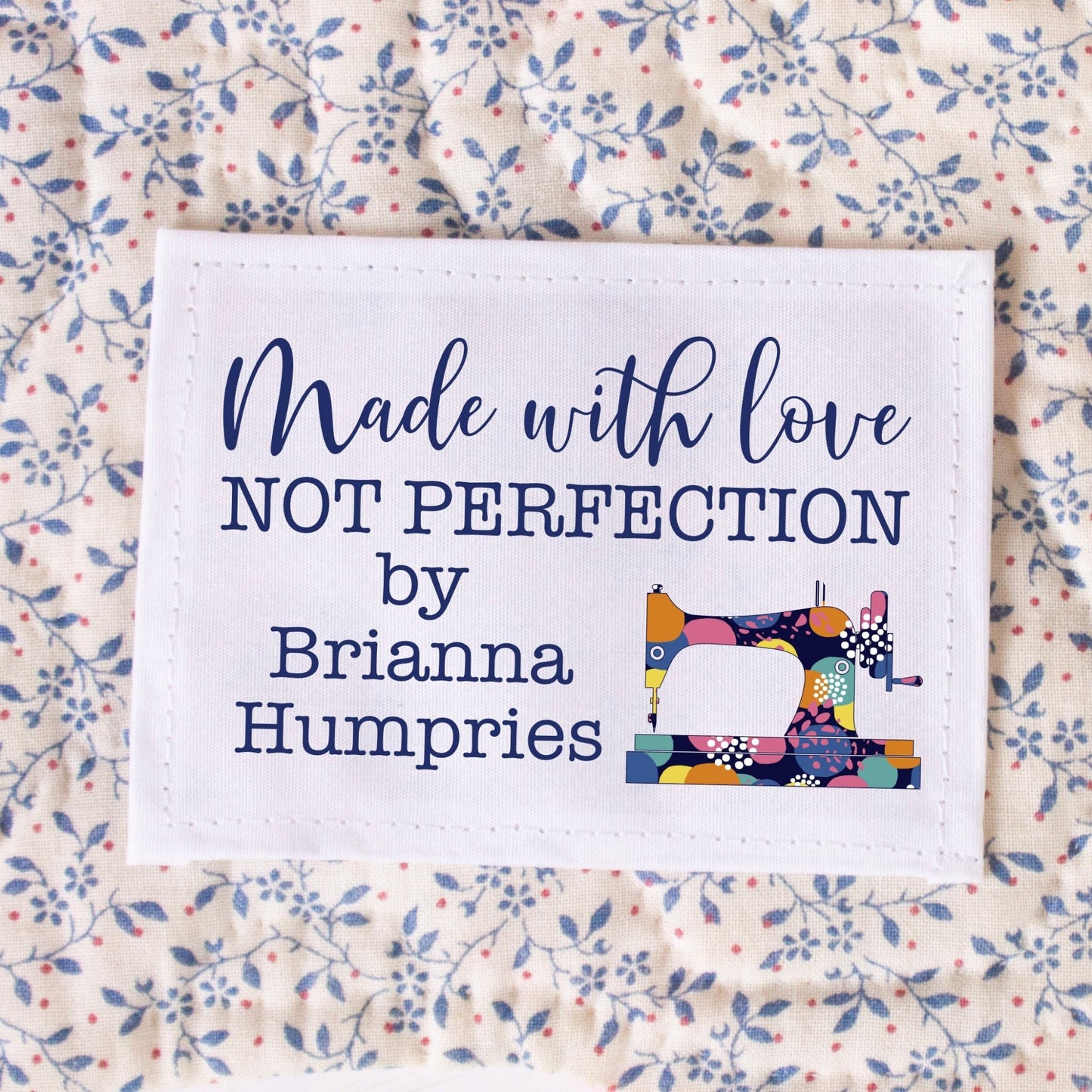 Made with Love Not Perfection. Modern sewing machine quilt labels- Jammin Threads