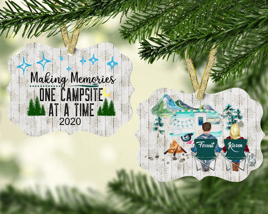 Making Memories One Campsite at a Time. Custom camping Christmas ornament- Jammin Threads