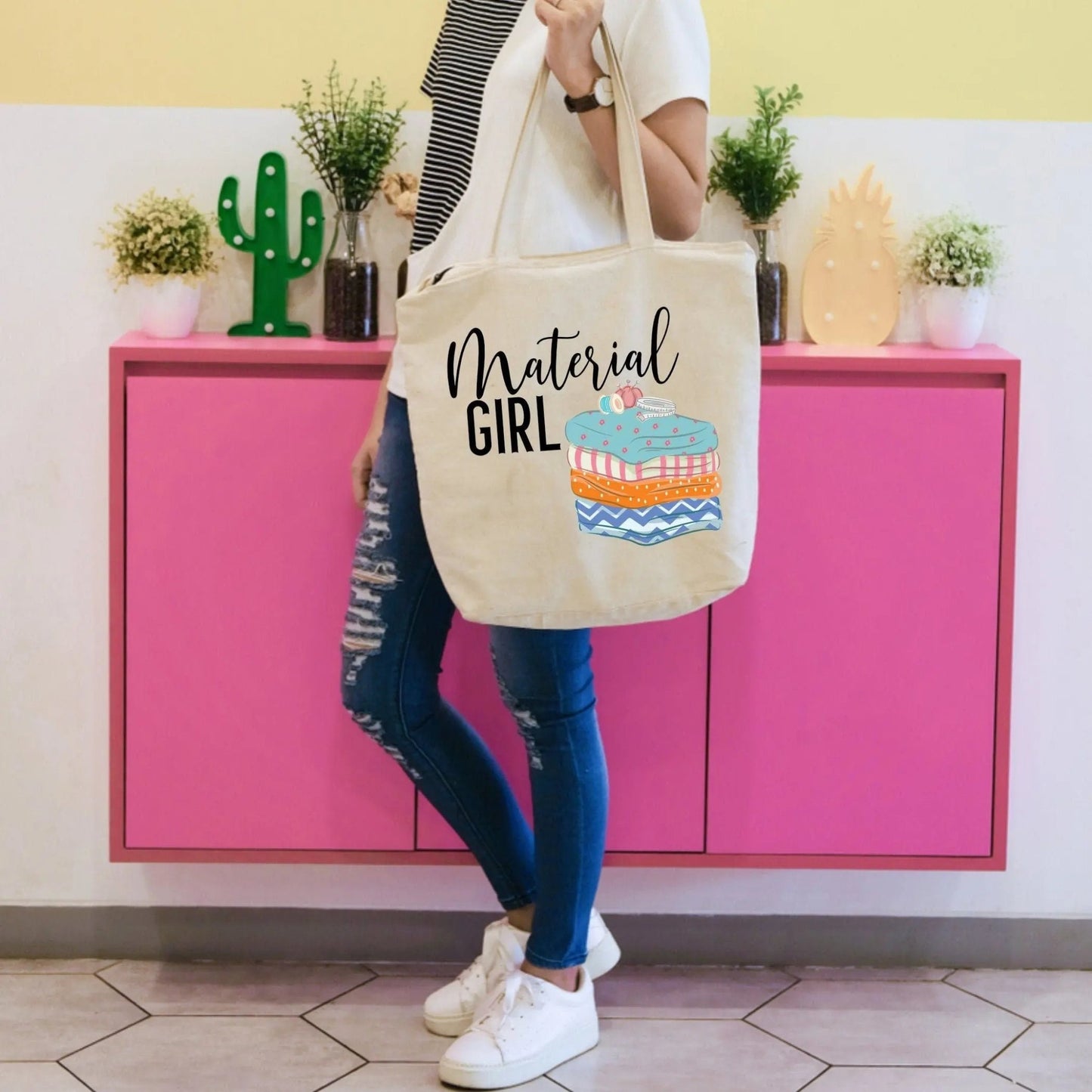 Material Girl Tote Bag. Perfect for carrying your haul home from the quilt shop. - Jammin Threads