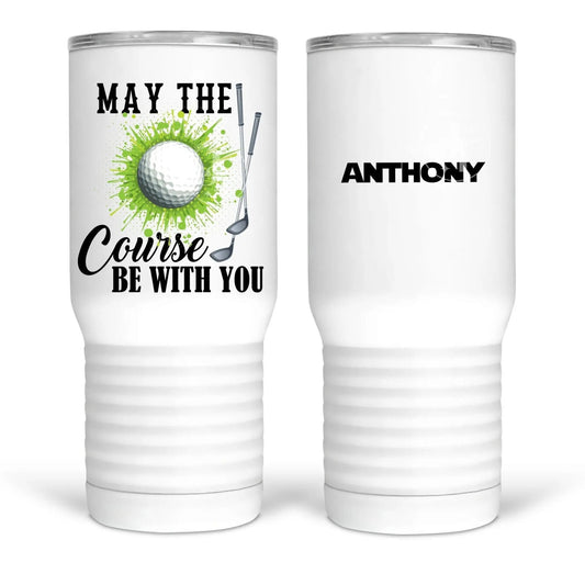 May The Course Be With You. Funny golf mugs and tumblers - Jammin Threads