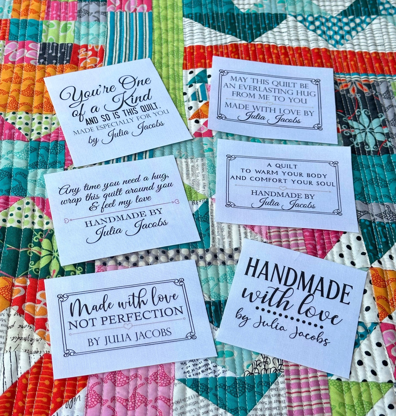 Over Labels Personalized Quilt Label Assortment. Handmade quilt label assortment ...