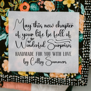Personalized Quilt Labels - Perfect for Wedding, Graduation or Moving Away Quilts - Jammin Threads