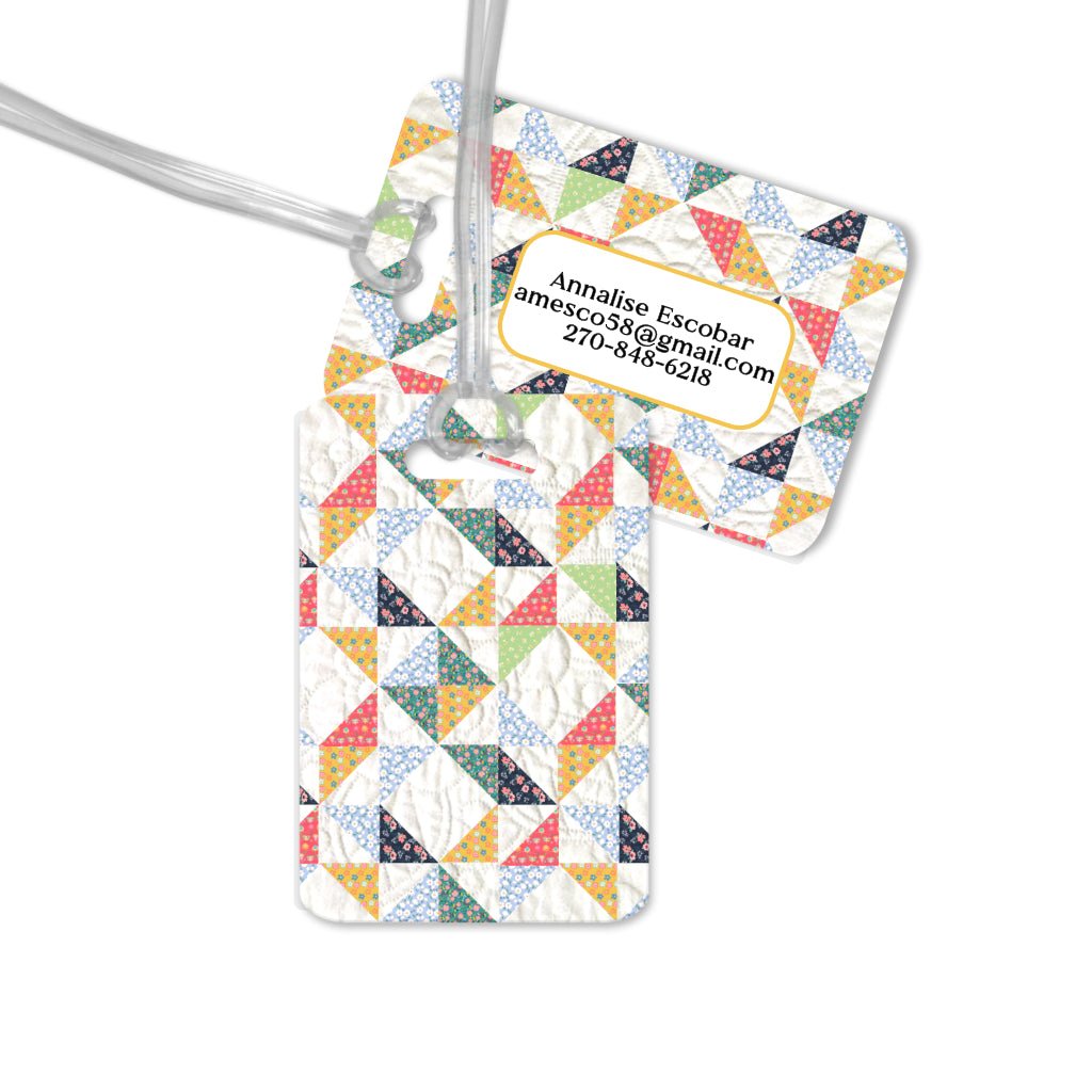 Personalized Quilt Pattern Luggage Tag - Jammin Threads