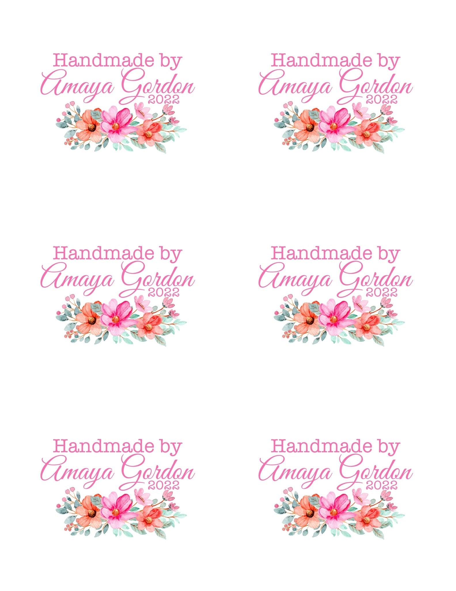 Pink Floral Quilt Labels - Jammin Threads