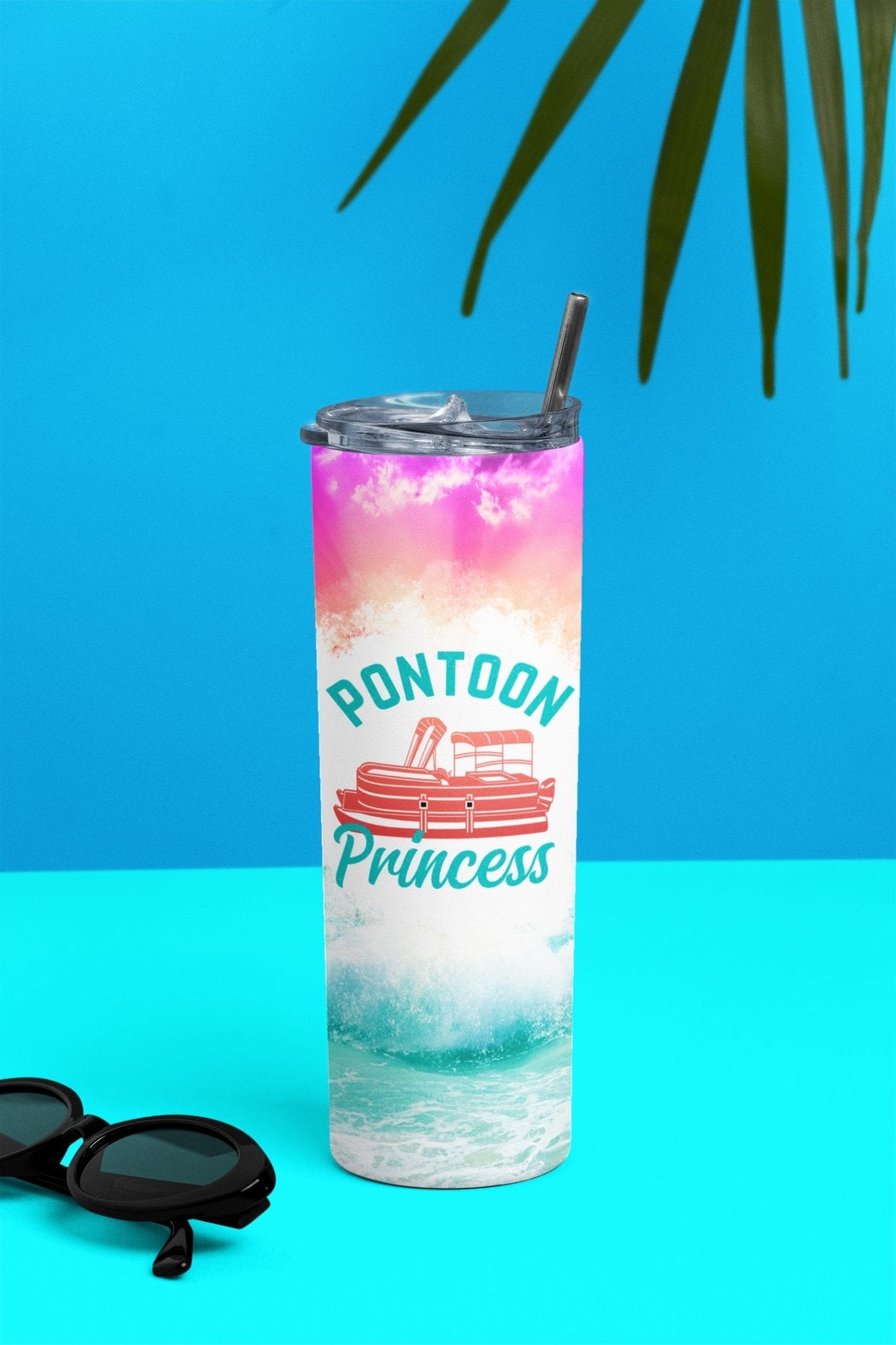 Pontoon Princes - Colorful 20 oz. Skinny Tumbler for the Pontoon Princess - Jammin Threads