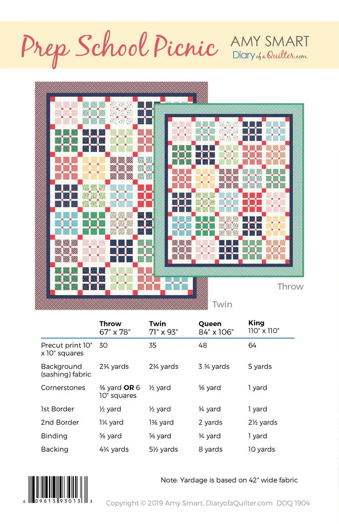 Prep School Picnic Quilt Pattern by Amy Smart - Jammin Threads