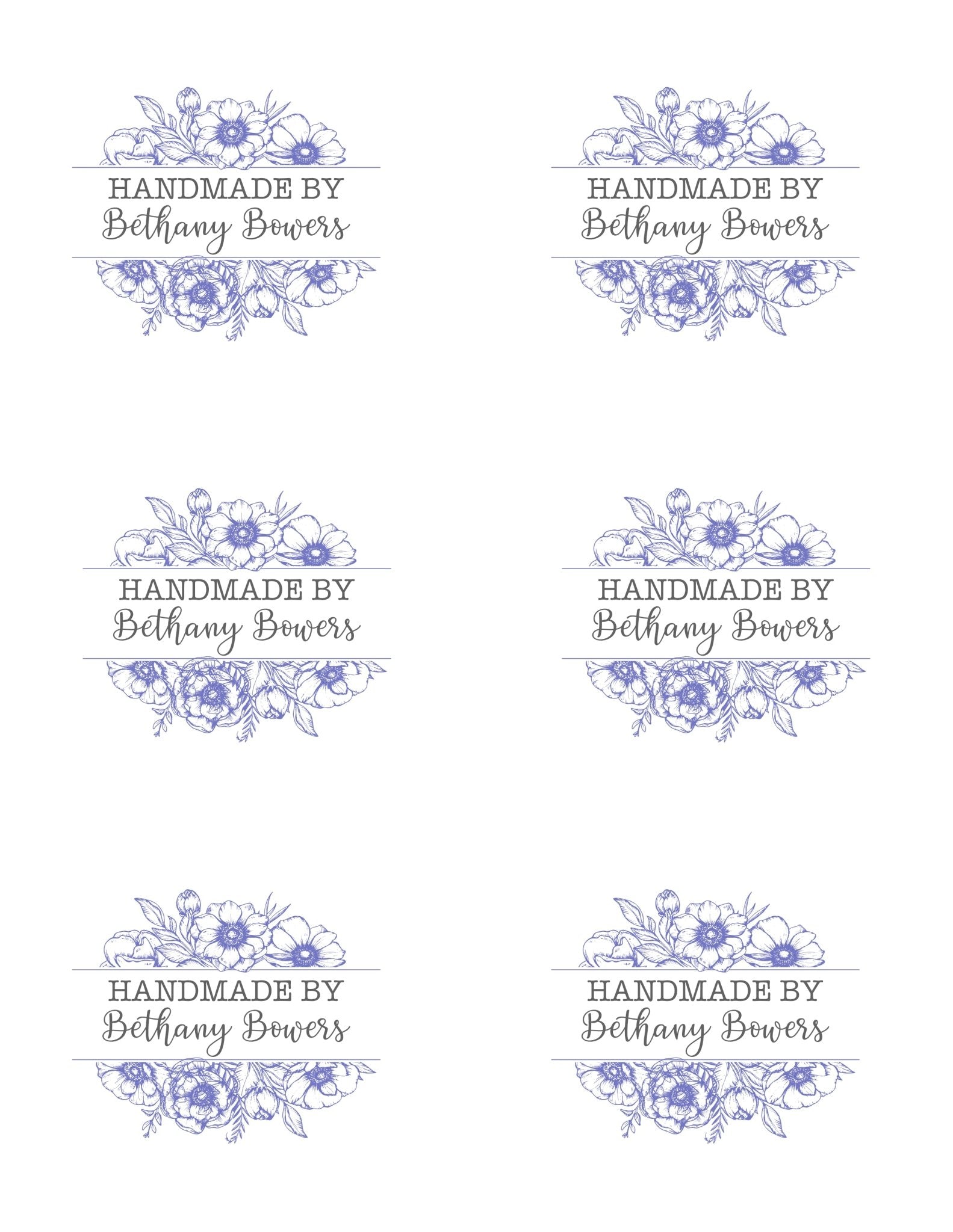 Purple Floral Quilt Labels - Jammin Threads