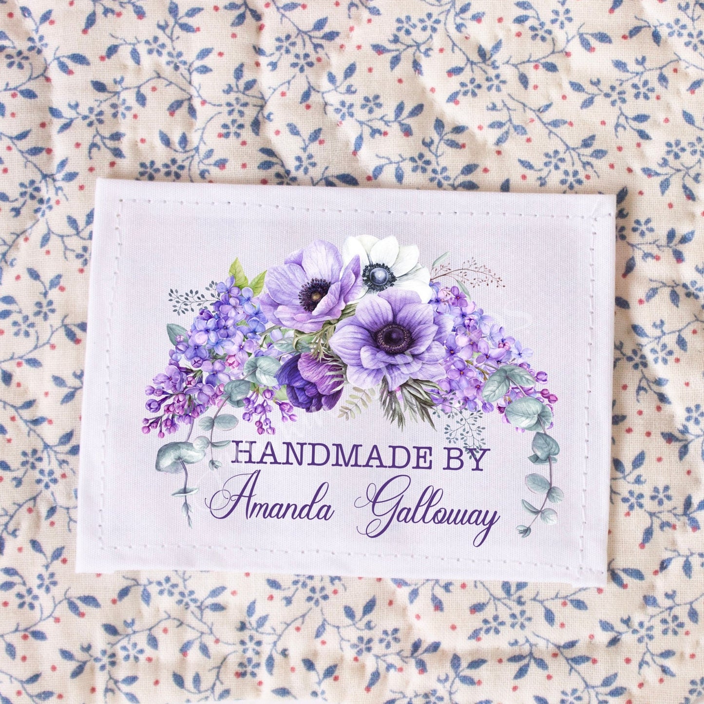 Purple Floral Quilt Labels - Personalized Quilt Labels - Jammin Threads