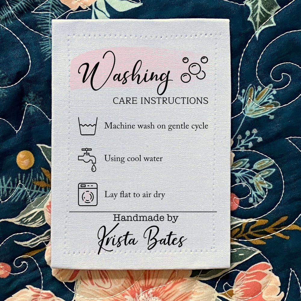 Personalized Quilt Label with Washing Care Instructions – Custom Quilt Tag – Handmade By Label – Sew - On Quilt Label – 6 Labels Per Sheet - Jammin Threads