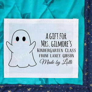 Quilt Ghost Labels - Personalized kid's quilt labels with little ghosts in 2 options - Jammin Threads