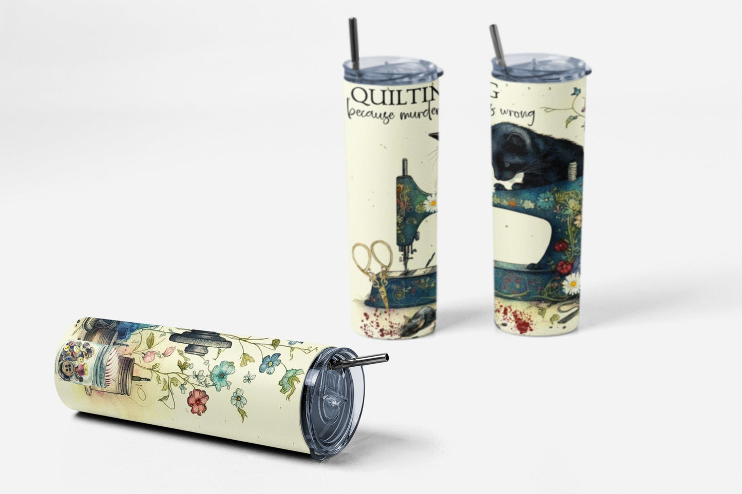 Quilting. Because Murder is Wrong. Funny tumbler for modern quilters - Jammin Threads