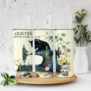 Quilting. Because Murder is Wrong. Funny tumbler for modern quilters - Jammin Threads