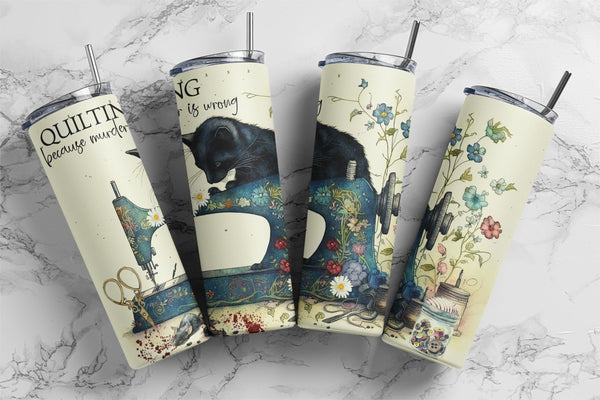 Quilting. Because Murder is Wrong. Funny tumbler for modern quilters - Jammin Threads