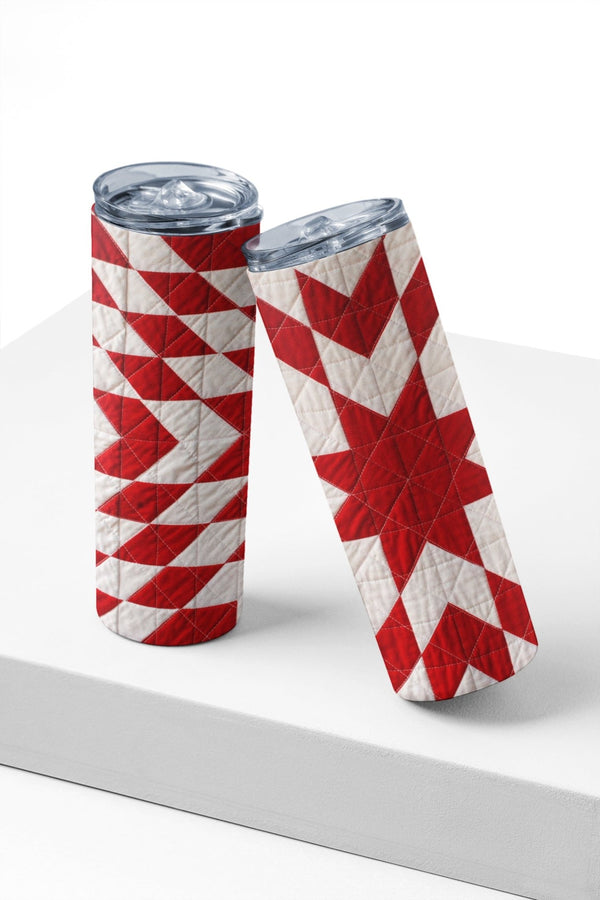 Red Star Quilt Pattern 20 oz. Skinny Tumbler - Jammin Threads
