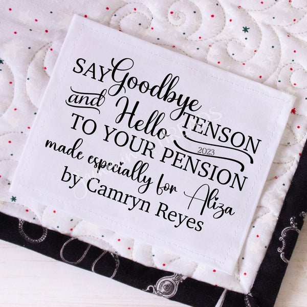Retirement Quilt Labels - Personalized Retirement Quilt Labels - Jammin Threads