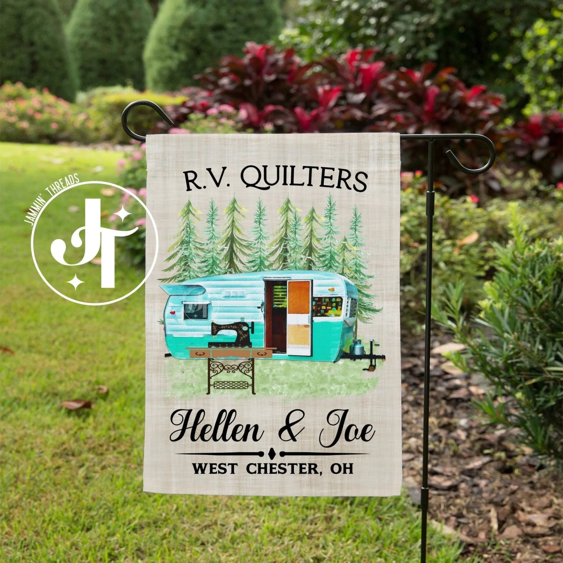 RV Quilter Camper Flag - Jammin Threads