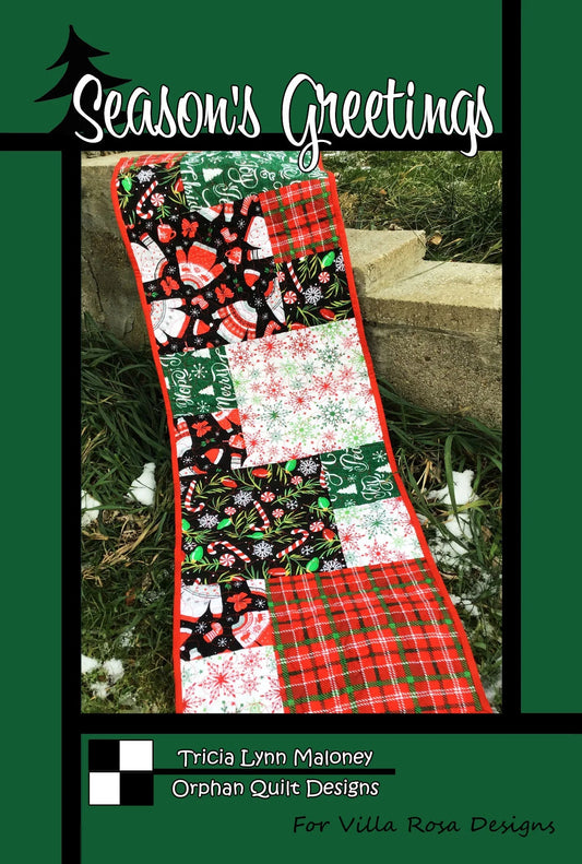 Season's Greeting Table Runner Quilting Pattern by Orphan Quilt Designs for Villa Rosa Designs - Jammin Threads